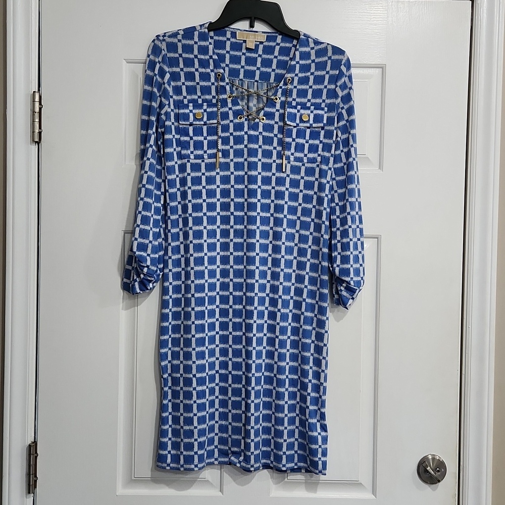 Michael Kors XS Blue Golden Chain Dress